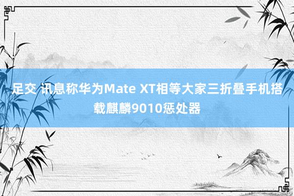 足交 讯息称华为Mate XT相等大家三折叠手机搭载麒麟9010惩处器