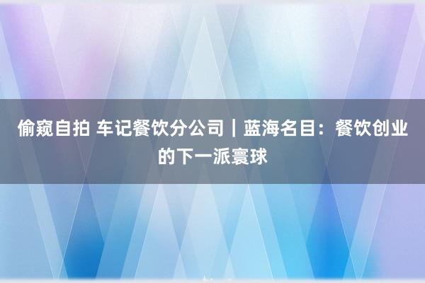 偷窥自拍 车记餐饮分公司｜蓝海名目：餐饮创业的下一派寰球