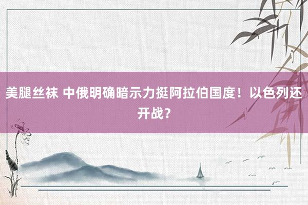 美腿丝袜 中俄明确暗示力挺阿拉伯国度！以色列还开战？