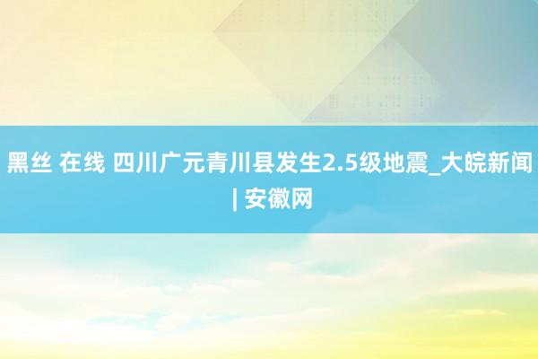 黑丝 在线 四川广元青川县发生2.5级地震_大皖新闻 | 安徽网