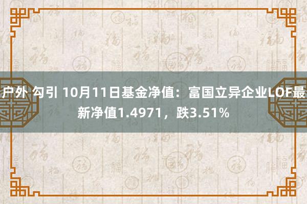 户外 勾引 10月11日基金净值：富国立异企业LOF最新净值1.4971，跌3.51%