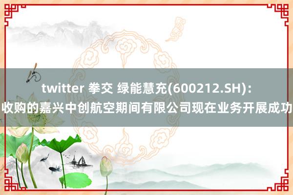 twitter 拳交 绿能慧充(600212.SH)：收购的嘉兴中创航空期间有限公司现在业务开展成功