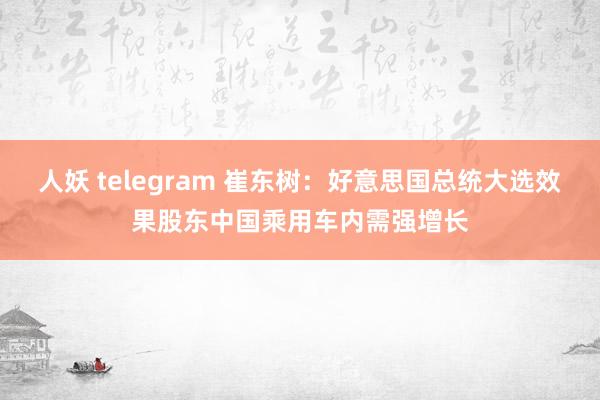 人妖 telegram 崔东树：好意思国总统大选效果股东中国乘用车内需强增长