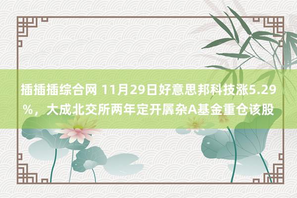 插插插综合网 11月29日好意思邦科技涨5.29%，大成北交所两年定开羼杂A基金重仓该股