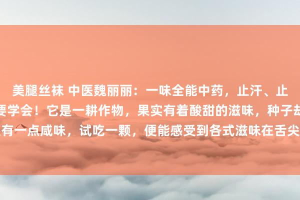 美腿丝袜 中医魏丽丽：一味全能中药，止汗、止喘、止泄、止遗，一定要学会！它是一耕作物，果实有着酸甜的滋味，种子却略带苦涩，还有一点咸味，试吃一颗，便能感受到各式滋味在舌尖妥洽。五味子兼具收和补的特质，其中...