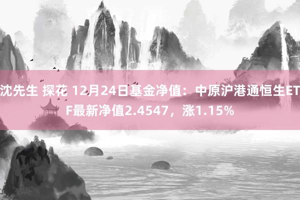 沈先生 探花 12月24日基金净值：中原沪港通恒生ETF最新净值2.4547，涨1.15%