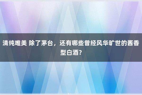 清纯唯美 除了茅台，还有哪些曾经风华旷世的酱香型白酒？