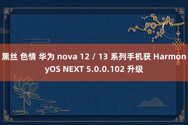 黑丝 色情 华为 nova 12 / 13 系列手机获 HarmonyOS NEXT 5.0.0.102 升级