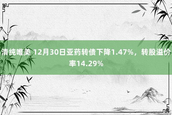 清纯唯美 12月30日亚药转债下降1.47%，转股溢价率14.29%