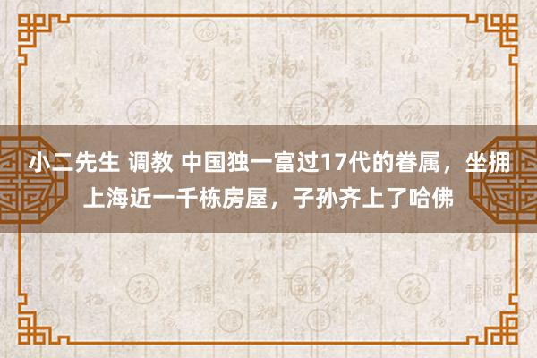 小二先生 调教 中国独一富过17代的眷属，坐拥上海近一千栋房屋，子孙齐上了哈佛