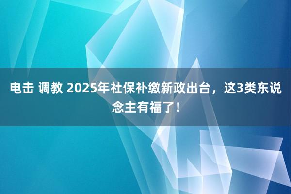 电击 调教 2025年社保补缴新政出台，这3类东说念主有福了！