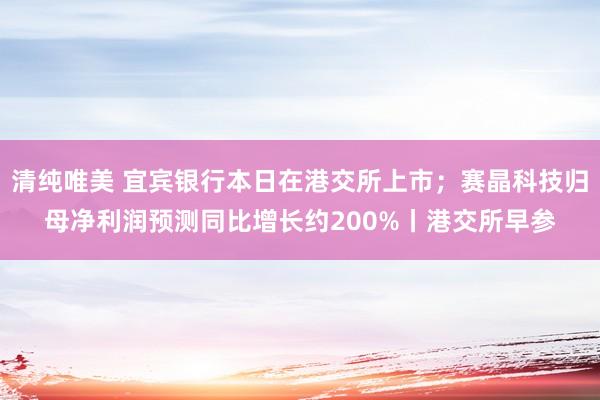 清纯唯美 宜宾银行本日在港交所上市；赛晶科技归母净利润预测同比增长约200%丨港交所早参