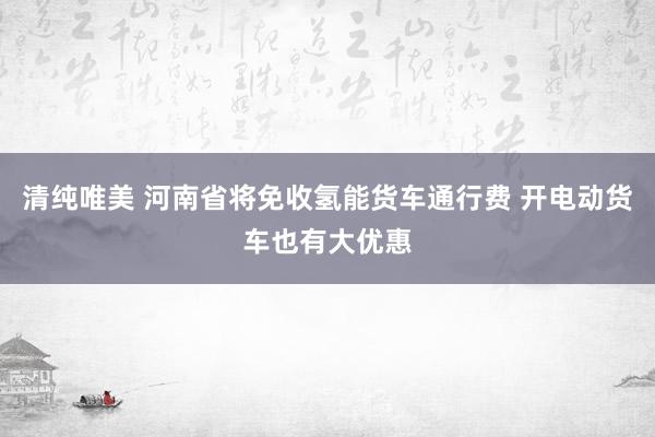 清纯唯美 河南省将免收氢能货车通行费 开电动货车也有大优惠