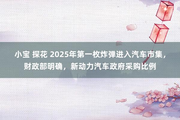 小宝 探花 2025年第一枚炸弹进入汽车市集，财政部明确，新动力汽车政府采购比例